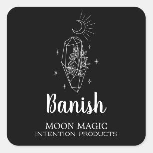 Herbal Crystal Moon Intention Candle Labels