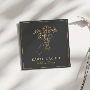 Herbal + Floral Apothecary Gold Square Business Ca Square Business Card