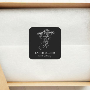 Herbal + Floral Apothecary Gold Square Sticker
