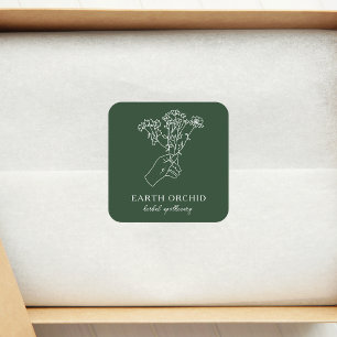 Herbal + Floral Apothecary Gold Square Sticker