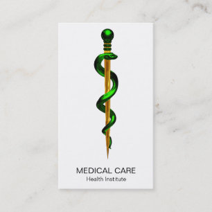 Herbal Green Gold Rod of Asclepius Medical Business Card