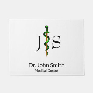 Herbal Green Gold Rod of Asclepius Medical Doormat