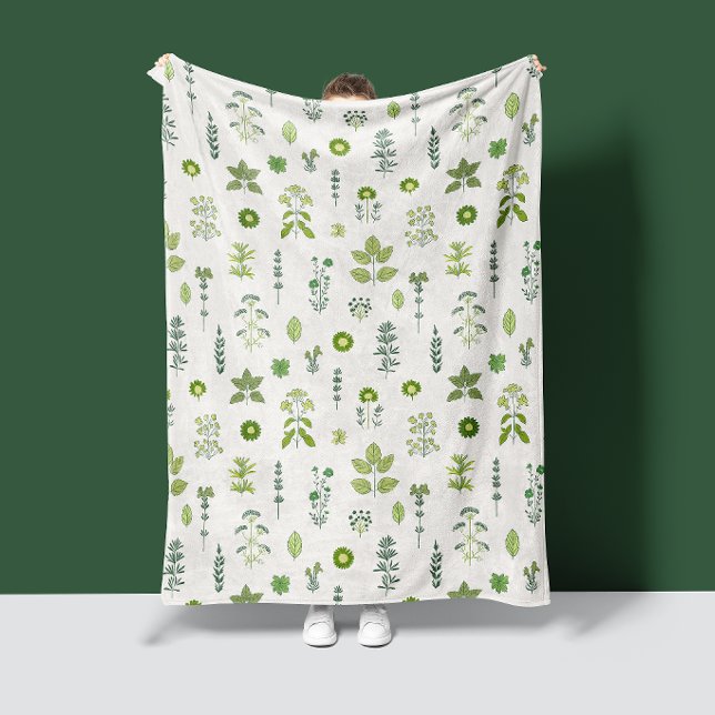 Herbal Harmony Fresh Greens Fleece Blanket (Creator Uploaded)