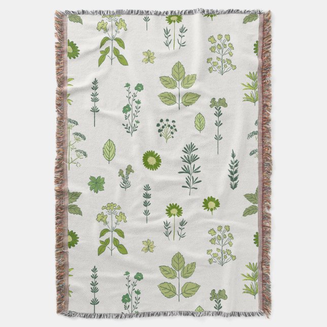 Herbal Harmony Throw Blanket (Front Vertical)