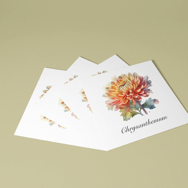 Herbal Life: Chrysanthemum customisable Square Business Card (Creator Uploaded)
