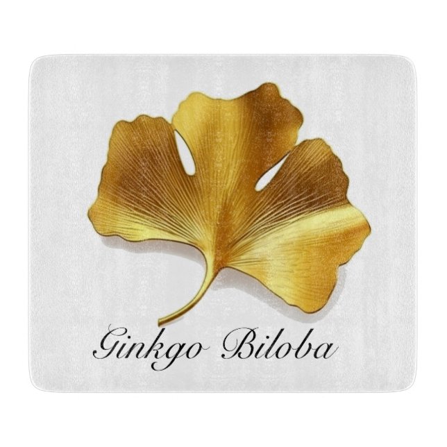 Herbal Life: Gold Ginkgo Biloba leaf customisable Cutting Board (Front)