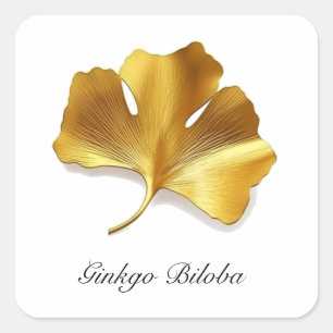 Herbal Life, Golden Ginkgo Biloba customisable Square Sticker
