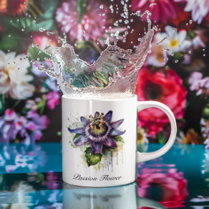 Herbal Life: passion flower in purple customisable Large Coffee Mug