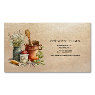 Herbal Logo Vintage Magnetic Business Card