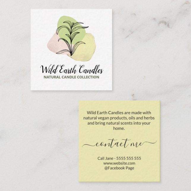 Herbal Organic Logo Soap And Candle Business Card (Front/Back)