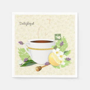 Herbal Tea Lemon Lavender Floral   Thank You Napkin