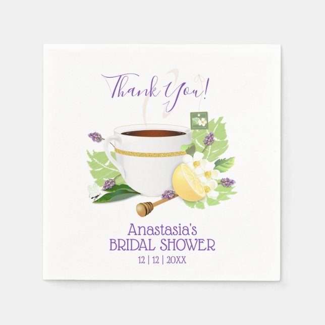 Herbal Tea with Lemon | Bridal Shower Napkin (Front)