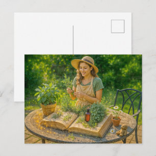 Herbal wisdom from ancient botanical book holiday postcard
