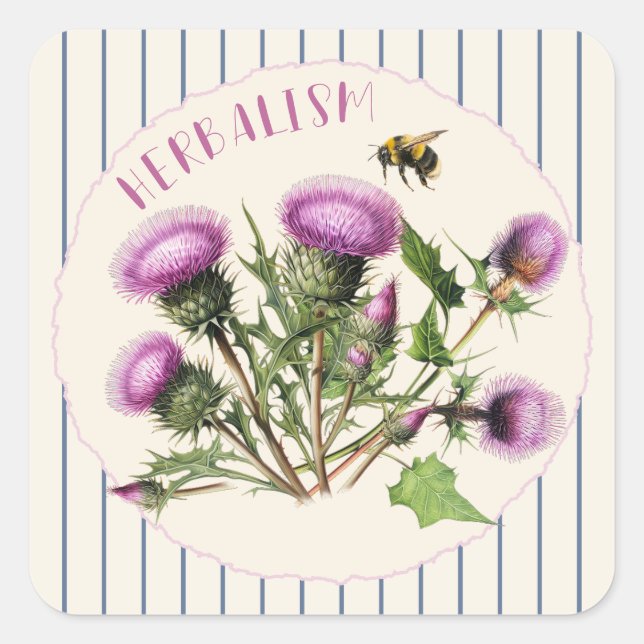 Herbalism Thistle Burdock Herbs Custom Stickers (Front)
