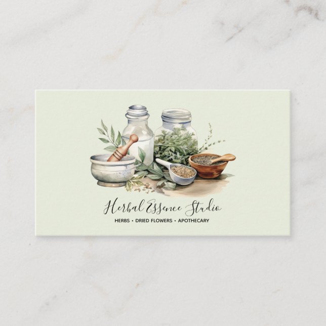 Herbalist Apothecary Watercolor  Business Card (Front)