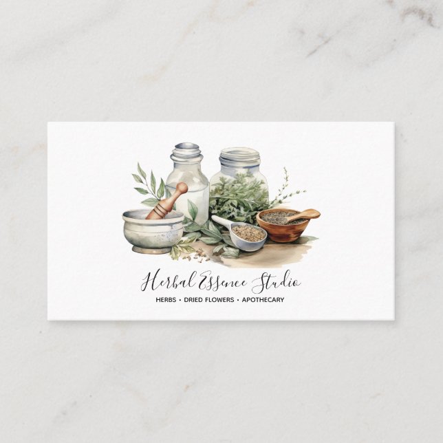 Herbalist Apothecary Watercolor  Business Card (Front)