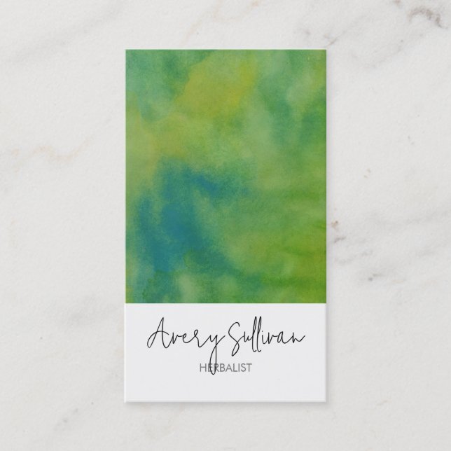 Herbalist Green Watercolor Business Card (Front)