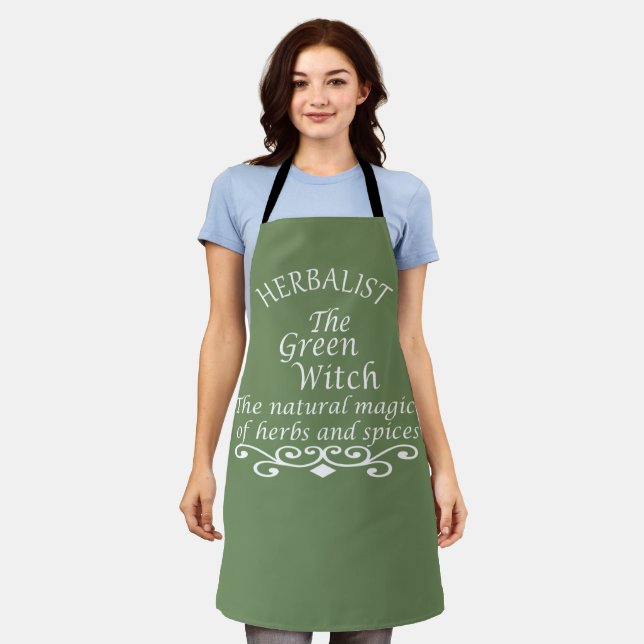 Herbalist green witch magic natural medicine apron (Worn)