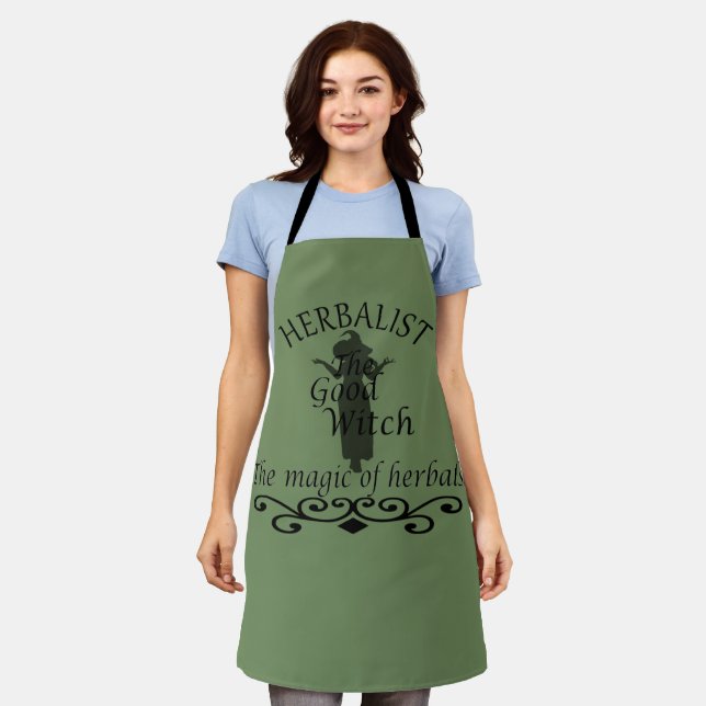 Herbalist green witch magic natural medicine apron (Worn)