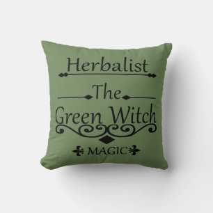 Herbalist green witch magic natural medicine cushion