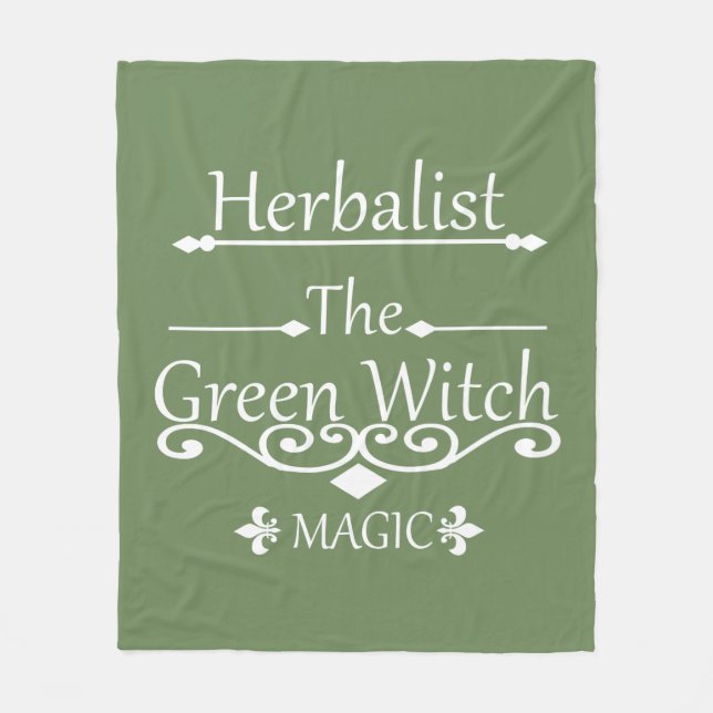 Herbalist green witch magic natural medicine fleece blanket (Front)