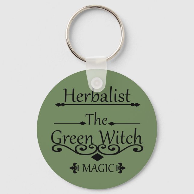 Herbalist green witch magic natural medicine key ring (Front)