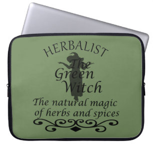 Herbalist green witch magic natural medicine laptop sleeve