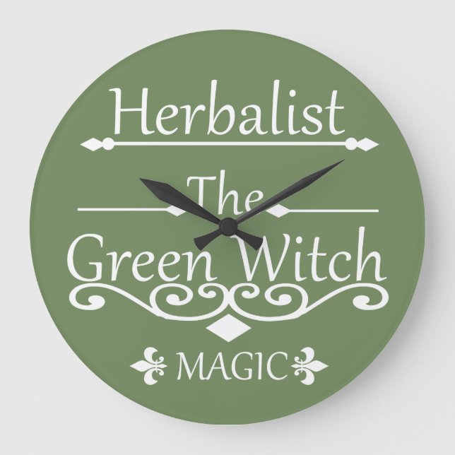 Herbalist green witch magic natural medicine large clock (Front)