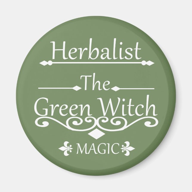 Herbalist green witch magic natural medicine magnet (Front)