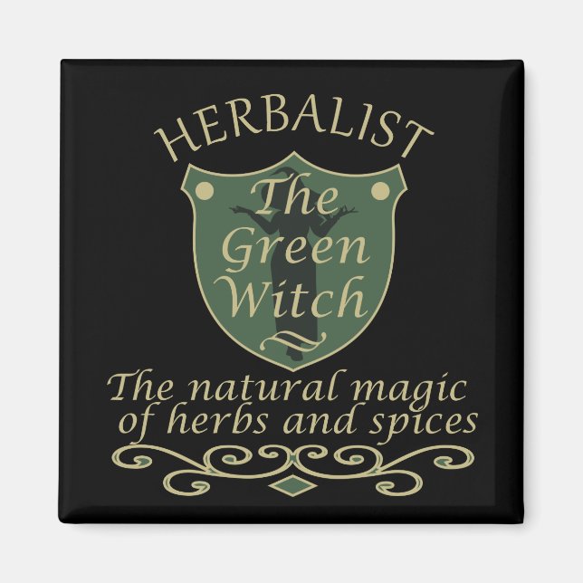 Herbalist green witch magic natural medicine magnet (Front)