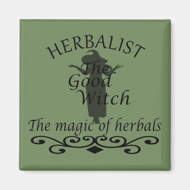 Herbalist green witch magic natural medicine magnet (Front)