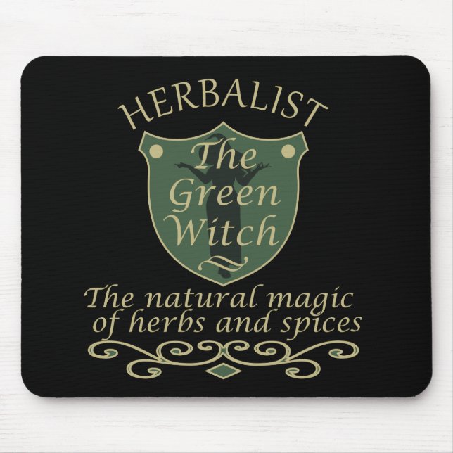 Herbalist green witch magic natural medicine mouse mat (Front)