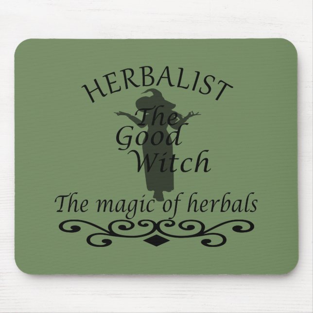 Herbalist green witch magic natural medicine mouse mat (Front)