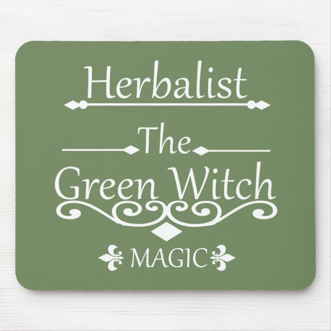 Herbalist green witch magic natural medicine mouse mat (Front)