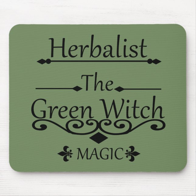 Herbalist green witch magic natural medicine mouse mat (Front)