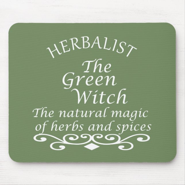 Herbalist green witch magic natural medicine mouse mat (Front)