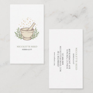 Herbalist Illustrated Mortar Pestle  Business Card