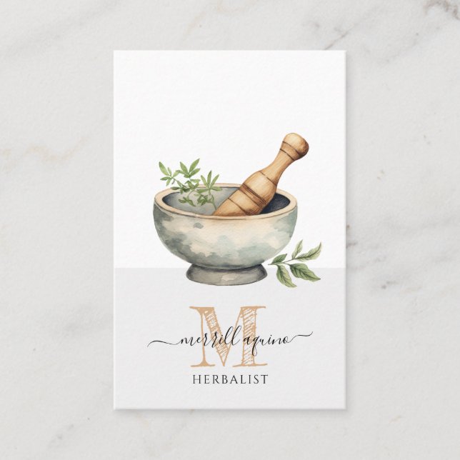 Herbalist Natural Medicine Mortar Pestle  Business Card (Front)