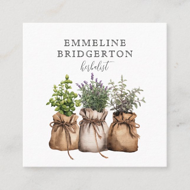 Herbalist Natural Medicine Square Business Card (Front)