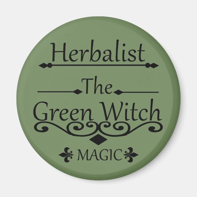 herbalist the green witch magic magnet (Front)