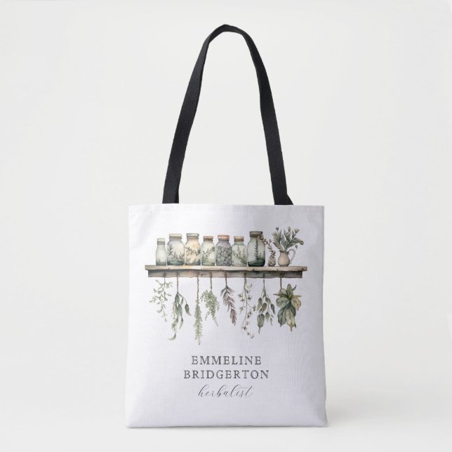 Herbalist Watercolor Tote Bag (Front)