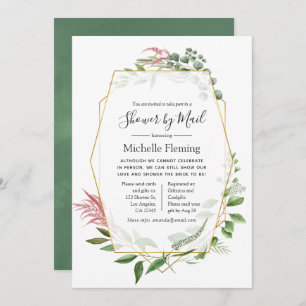 Herbarium Geometric Baby or Bridal Shower by Mail Invitation