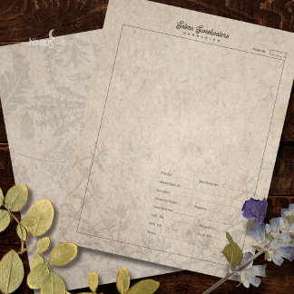 Herbarium Plant Specimen Sheet Old Paper Custom Letterhead