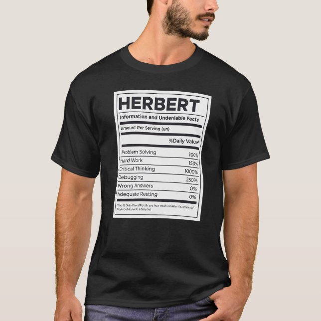 Herbert Nutrition Information Problem Solving Hard T-Shirt (Front)