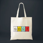 Herbert periodic table name tote bag<br><div class="desc">Herbert spelled out as He Rb Er T (Helium Rubidium Erbium Tritium) on a bag for the scientist in you.</div>