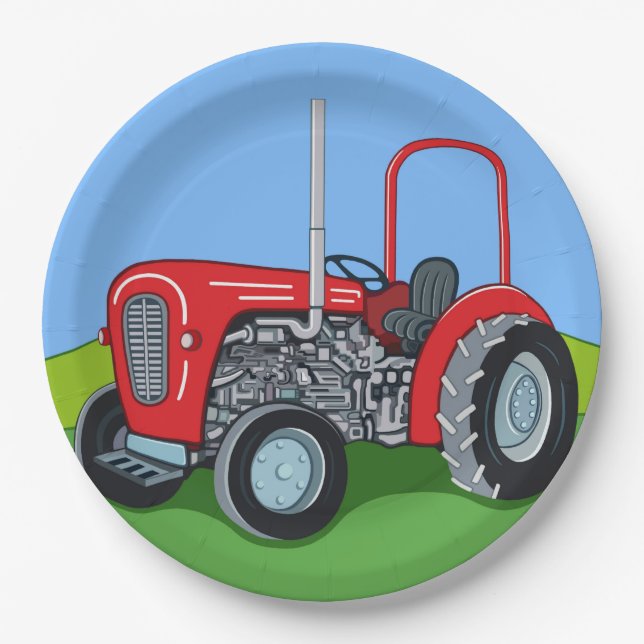 Herbert the Tractor Paper Plate (Front)