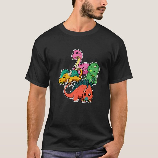 Herbivore Dinosaurs Triceratops Apatosaurus Stegos T-Shirt (Front)