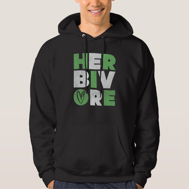 Herbivore Powered by plants Vegan Veganism Vegetar Hoodie (Front)