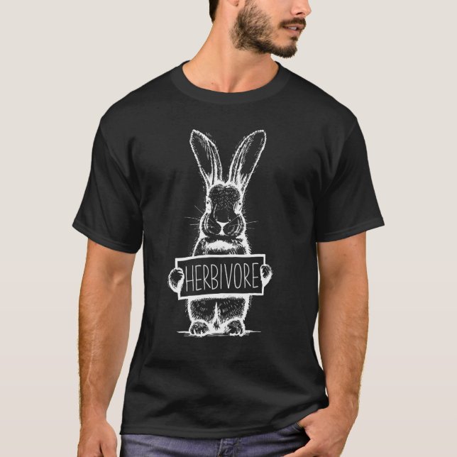 Herbivore Rabbit Statement Vegetarian Vegan T-Shirt (Front)