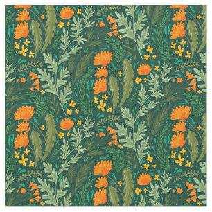 Herbs and flowers of the fields fabric